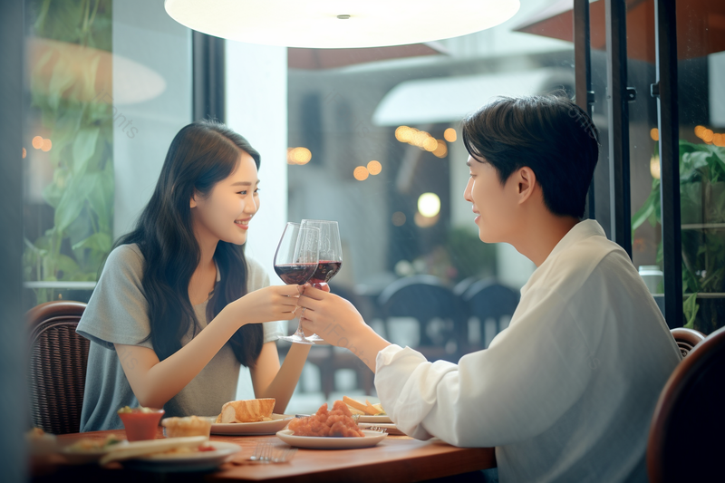 甜蜜情侣餐厅约会喝酒干杯吃饭,高清,摄影图,摄影图片,图片大全,摄影图免费下载